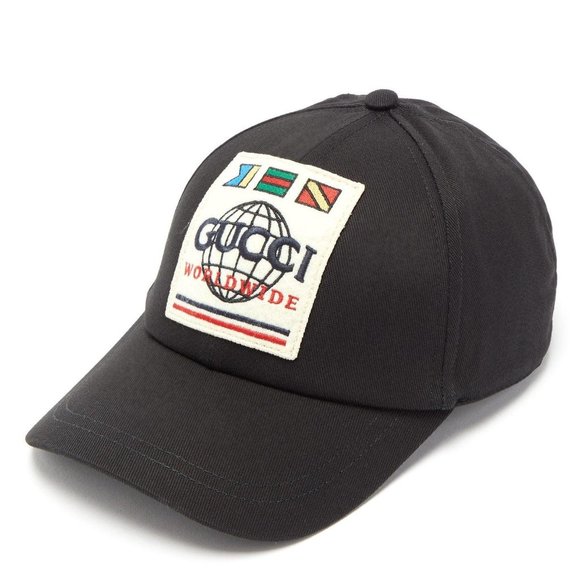 Gucci Worldwide Patch Canvas Baseball Cap in Black New with Tags - Picture 2 of 8
